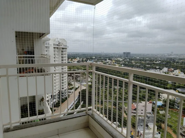 Balcony safety net installed with a city view in Hyderabad