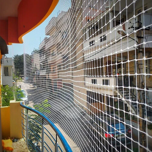 Bird netting installed on a balcony in Hyderabad